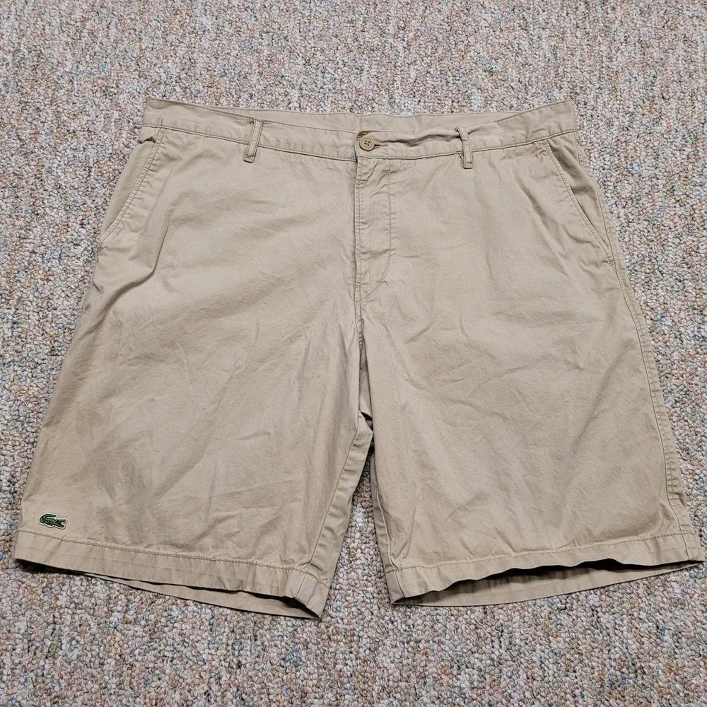 Lacoste Shorts Mens 40 Khaki Beige Classic Fit Chino Cotton Twill‎ Golf Preppy